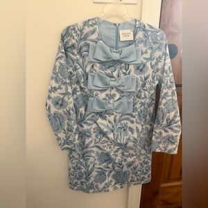 Blue Floral Dress with Bows